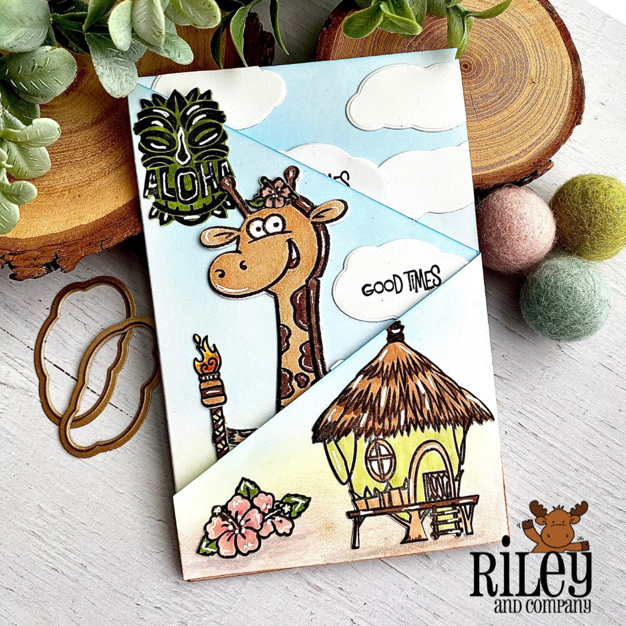 Riley And Company Cut Ups Fluffy Clouds Dies rd596 giraffe