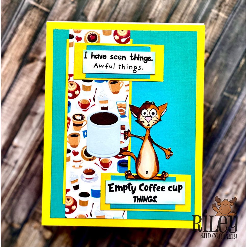 Riley and Company Funny Bones I Have Seen Awful Things Clear Stamp rwd-1230 coffee cups