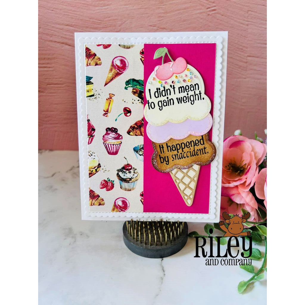 Riley And Company Funny Bones Snaccidents Clear Stamp rwd-1278 ice cream cone