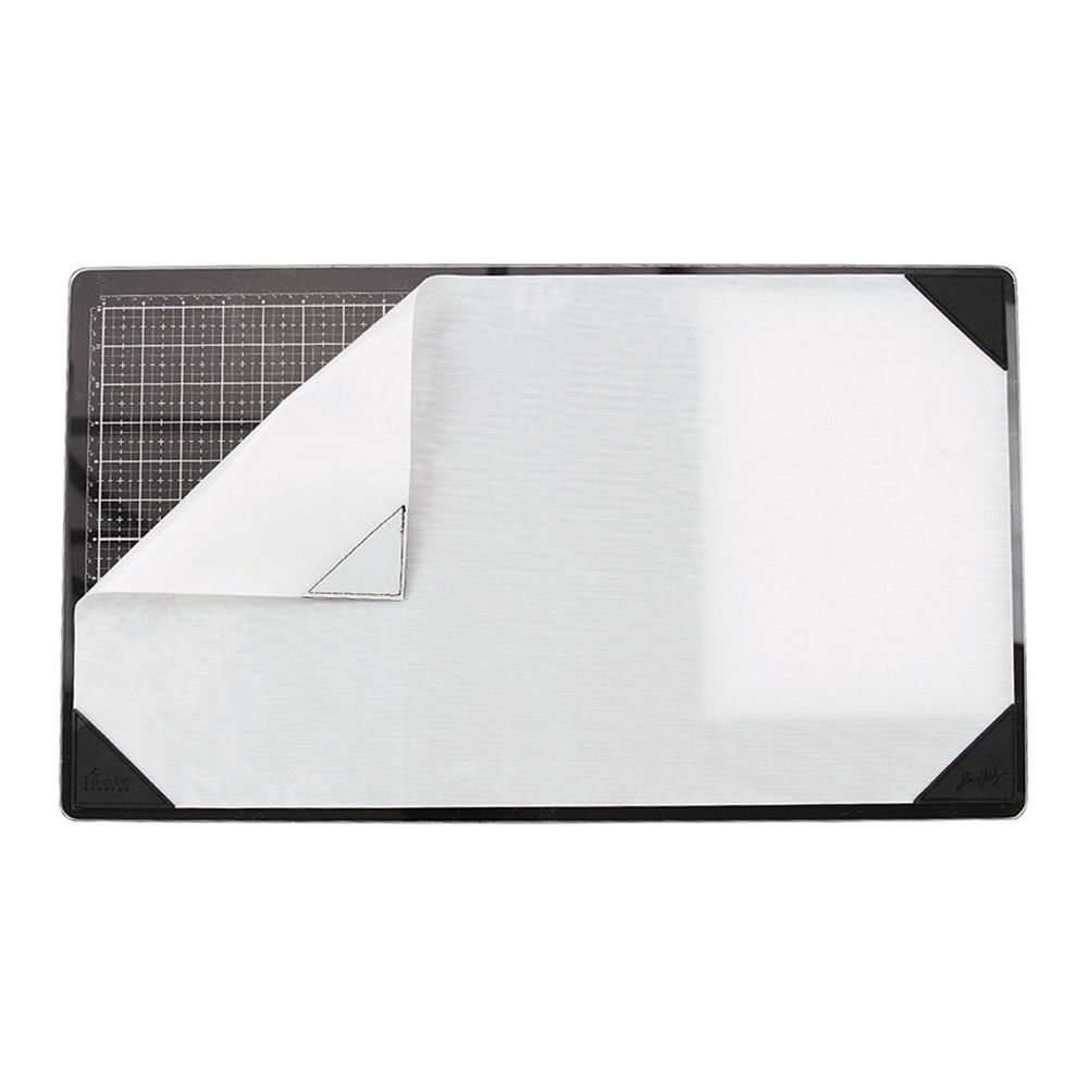 Tim Holtz Tonic Media Surface Mat 4497e corner flipped on glass mat
