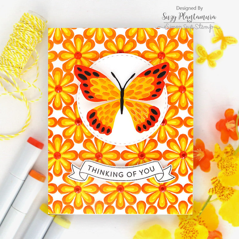 Simon Says Stamp Embossing Folder Groovy Floral sf481 Thinking of You Card | color-code:ALT03