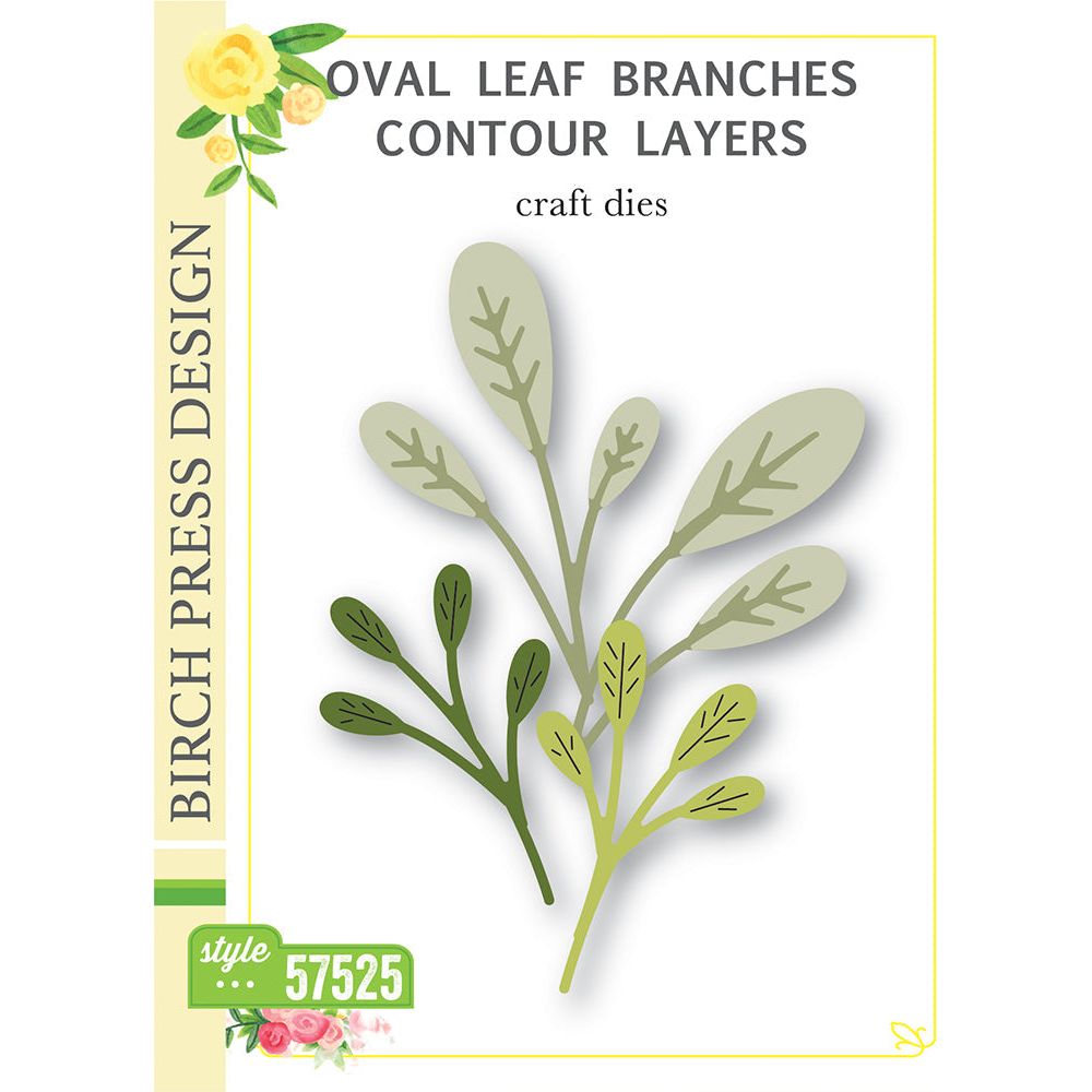 Birch Press Design Oval Leaf Branches Contour Layers Dies 57525