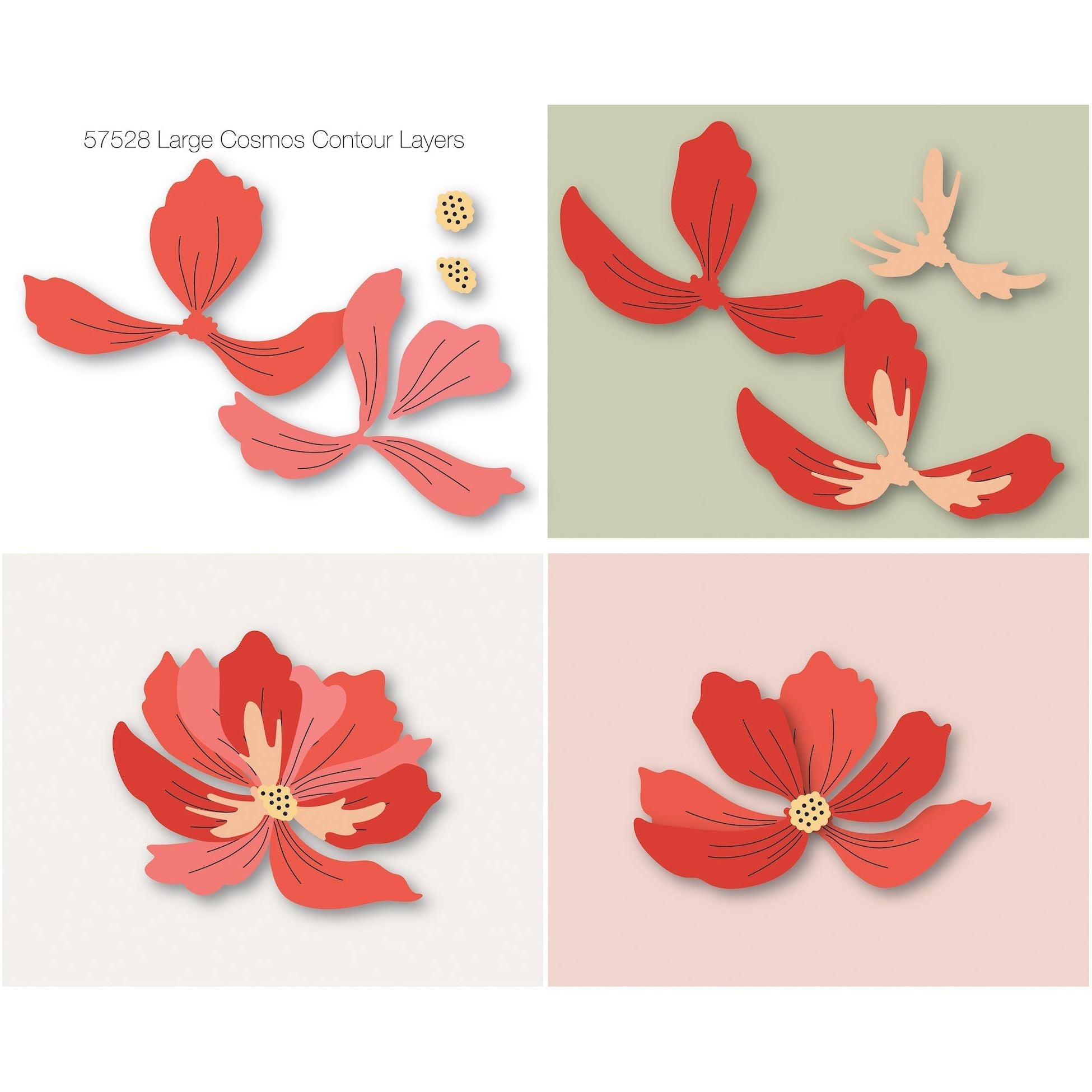 Birch Press Design Large Cosmos Contour Layers Dies 57528 layers
