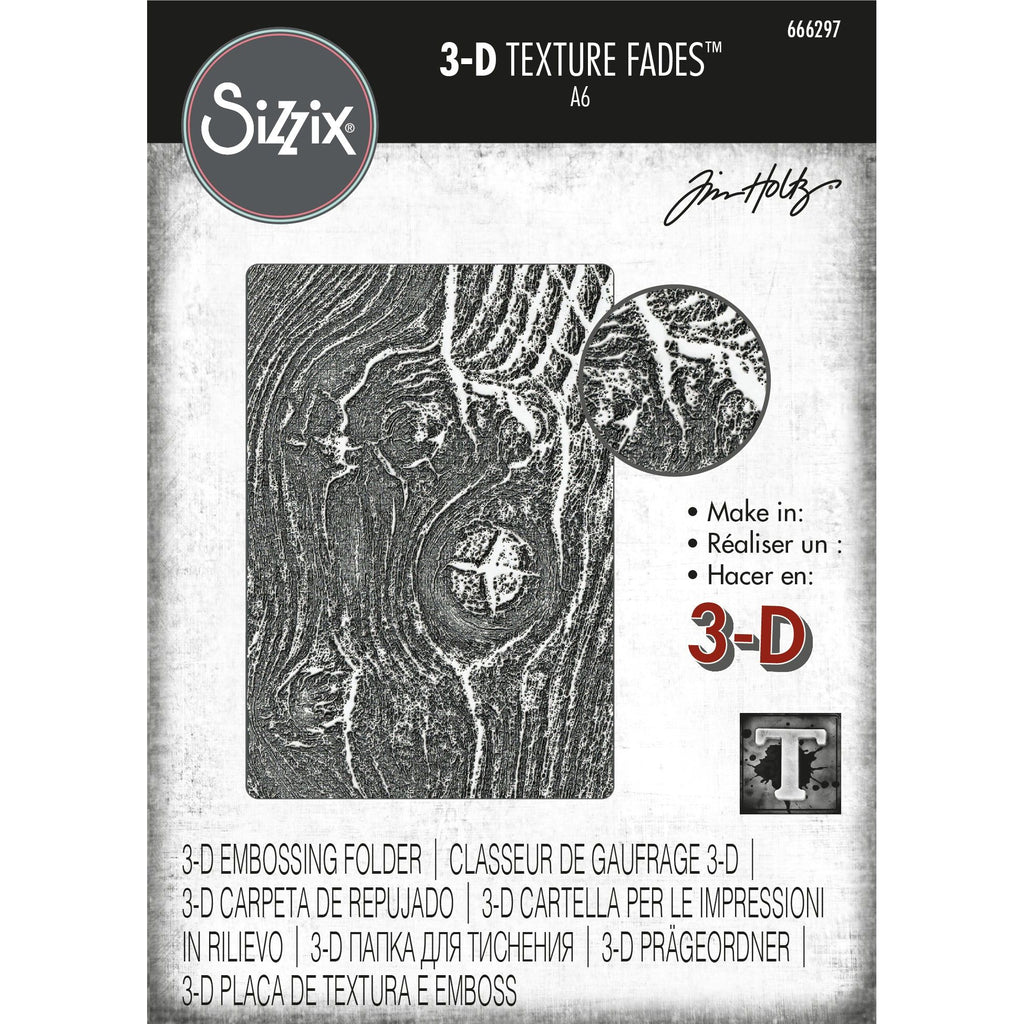 Tim Holtz Sizzix Woodgrain 3D Texture Fades Embossing Folder 666297