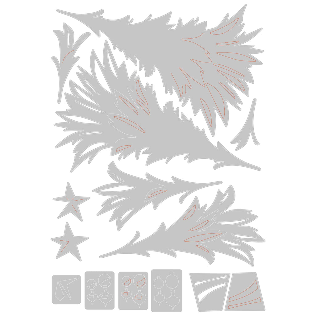 Tim Holtz Sizzix Trim a Tree, Colorize Thinlits Dies 666332 line art
