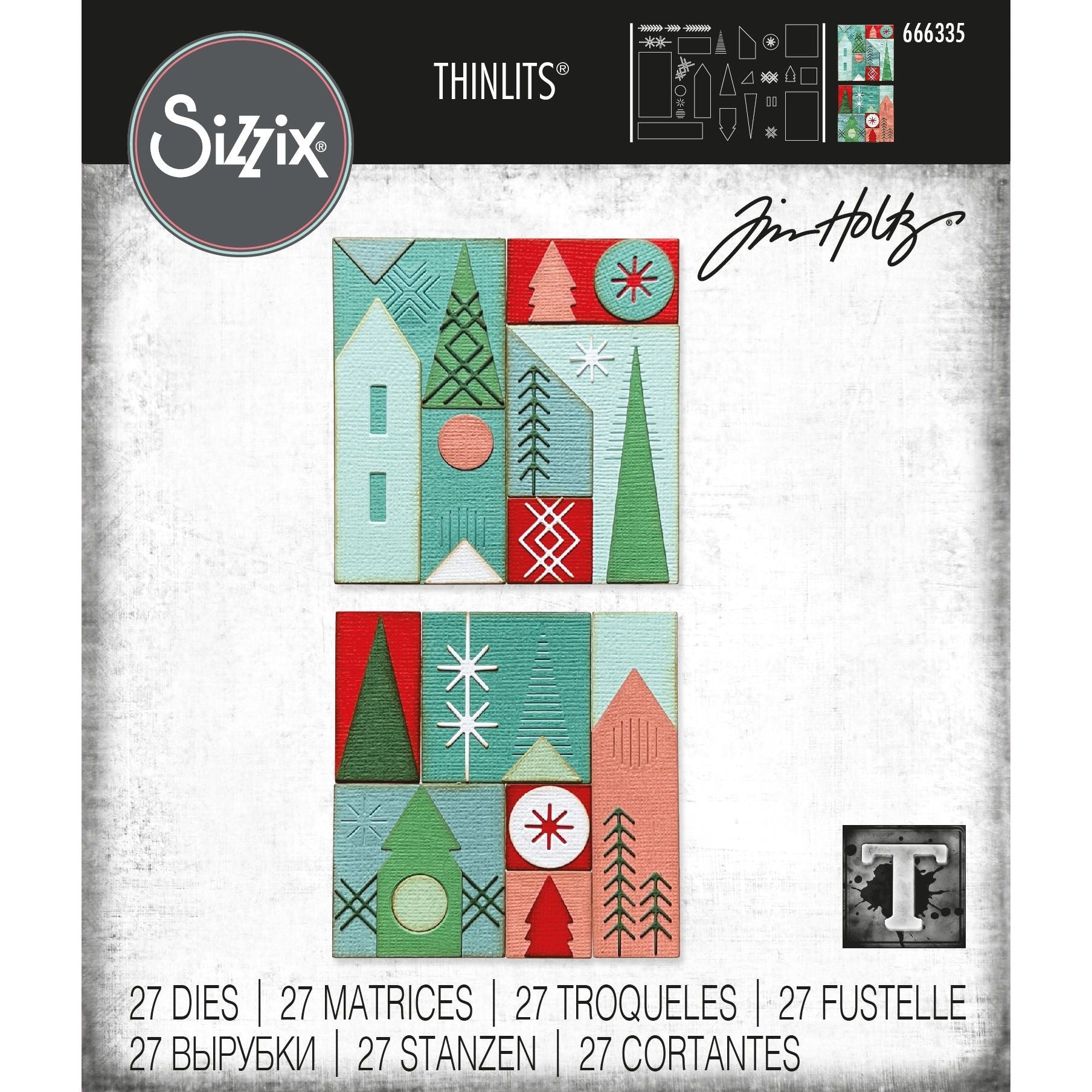 Tim Holtz Sizzix Holiday Blocks Thinlits Dies 666335