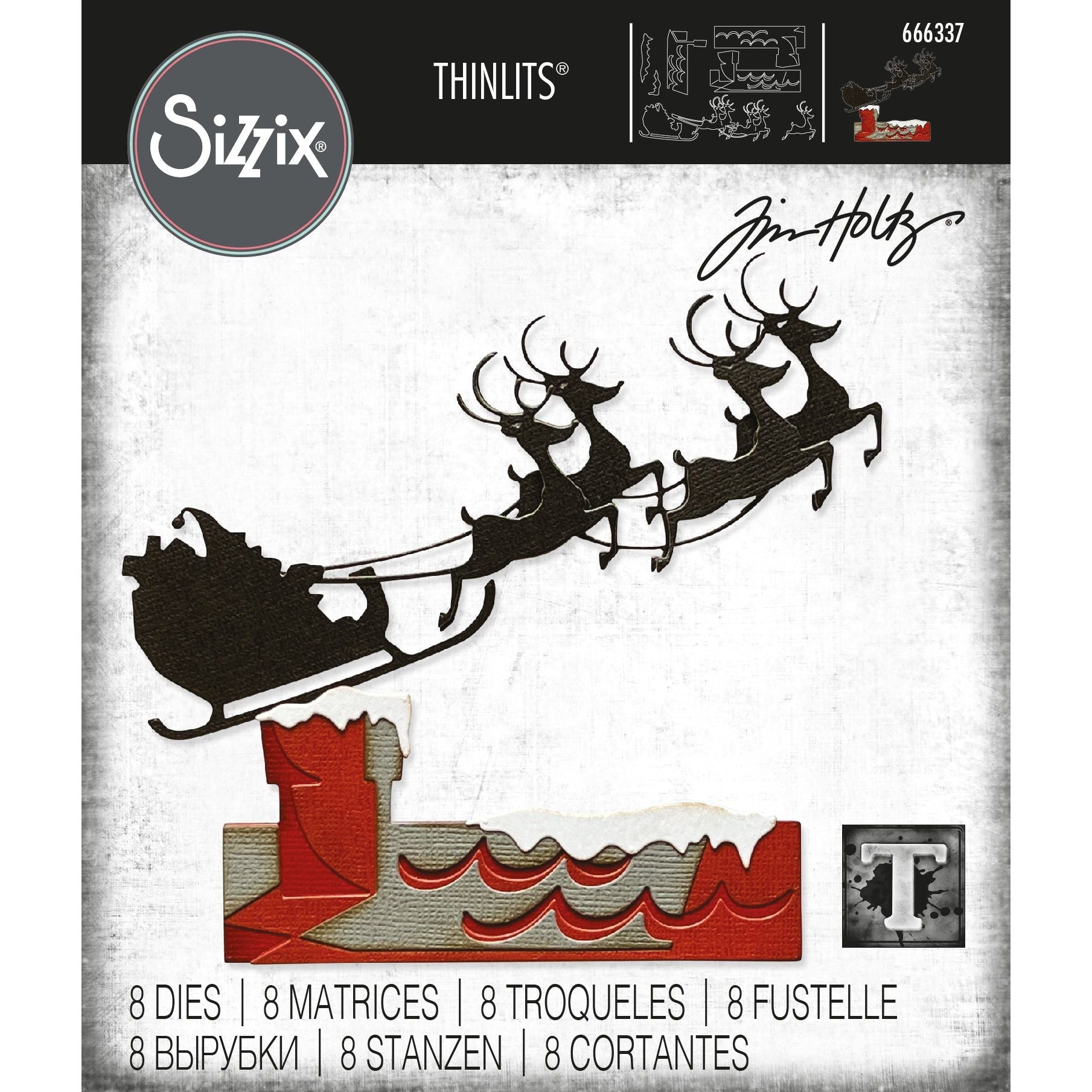 Tim Holtz Sizzix Reindeer Sleigh Thinlits Dies 666337