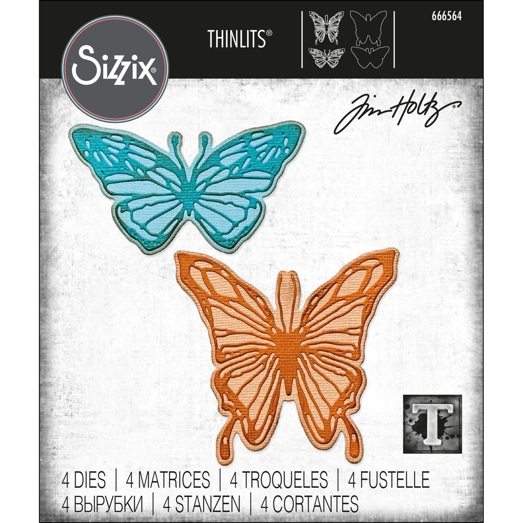 Tim Holtz Sizzix Vault Scribbly Butterfly Thinlits Dies 666564