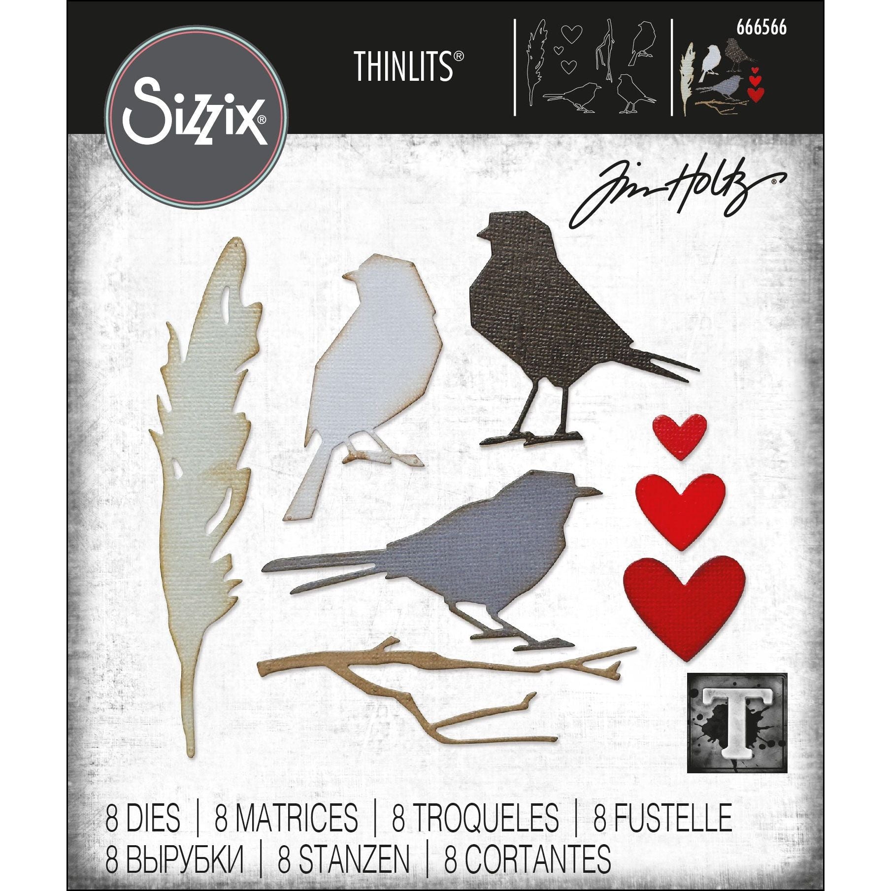 Tim Holtz Sizzix Vault Lovebirds Thinlits Dies 666566