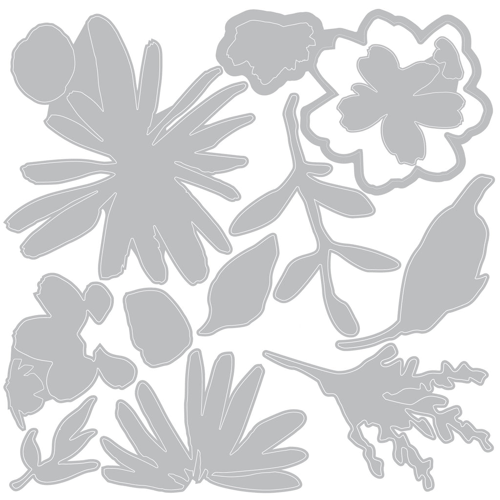 Tim Holtz Sizzix Vault Side Order Floristry 2D Embossing Folder and Thinlits Dies Set 666872 line art