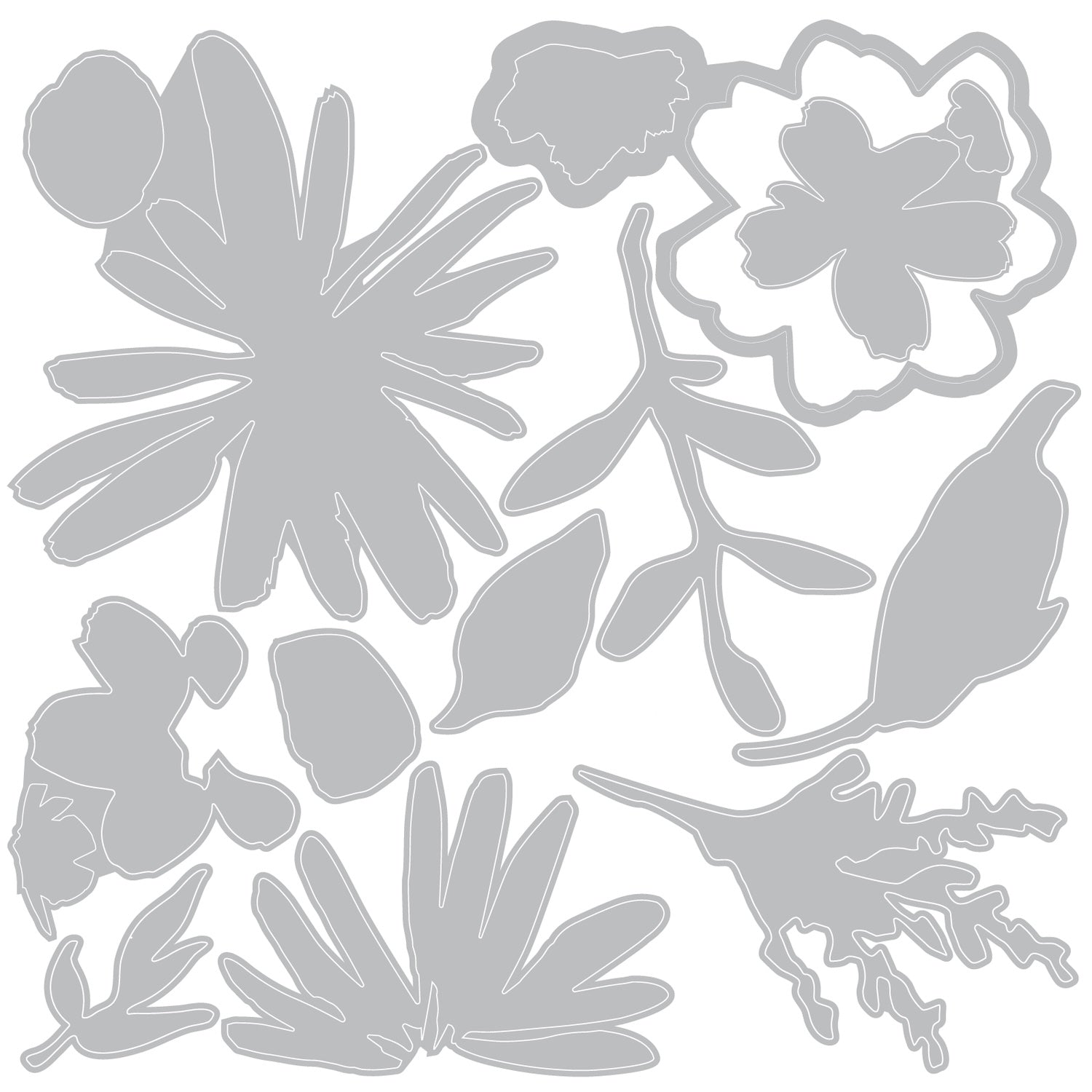 Tim Holtz Sizzix Vault Side Order Floristry 2D Embossing Folder and Thinlits Dies Set 666872 line art