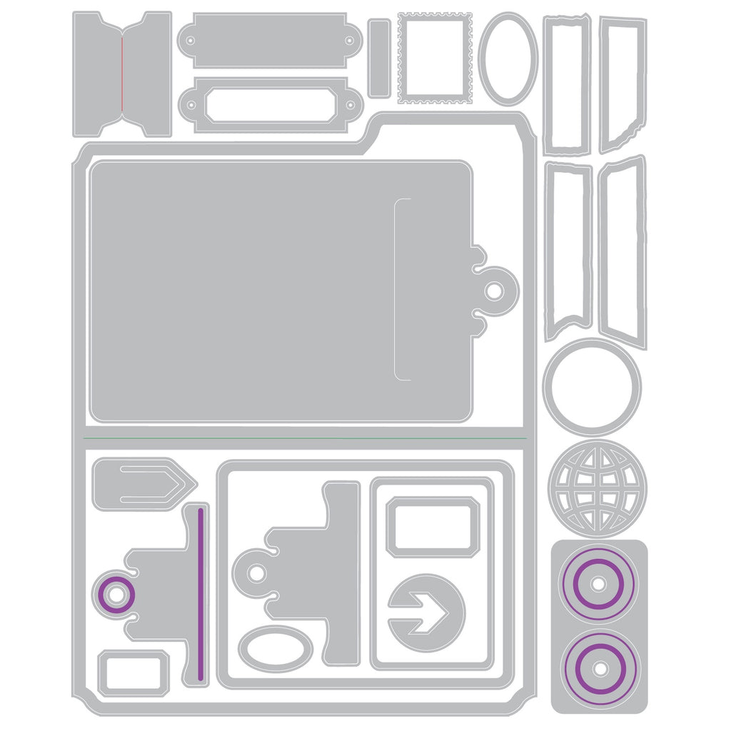 Tim Holtz Sizzix Vault Noteworthy Thinlits Dies Set 666876 line art