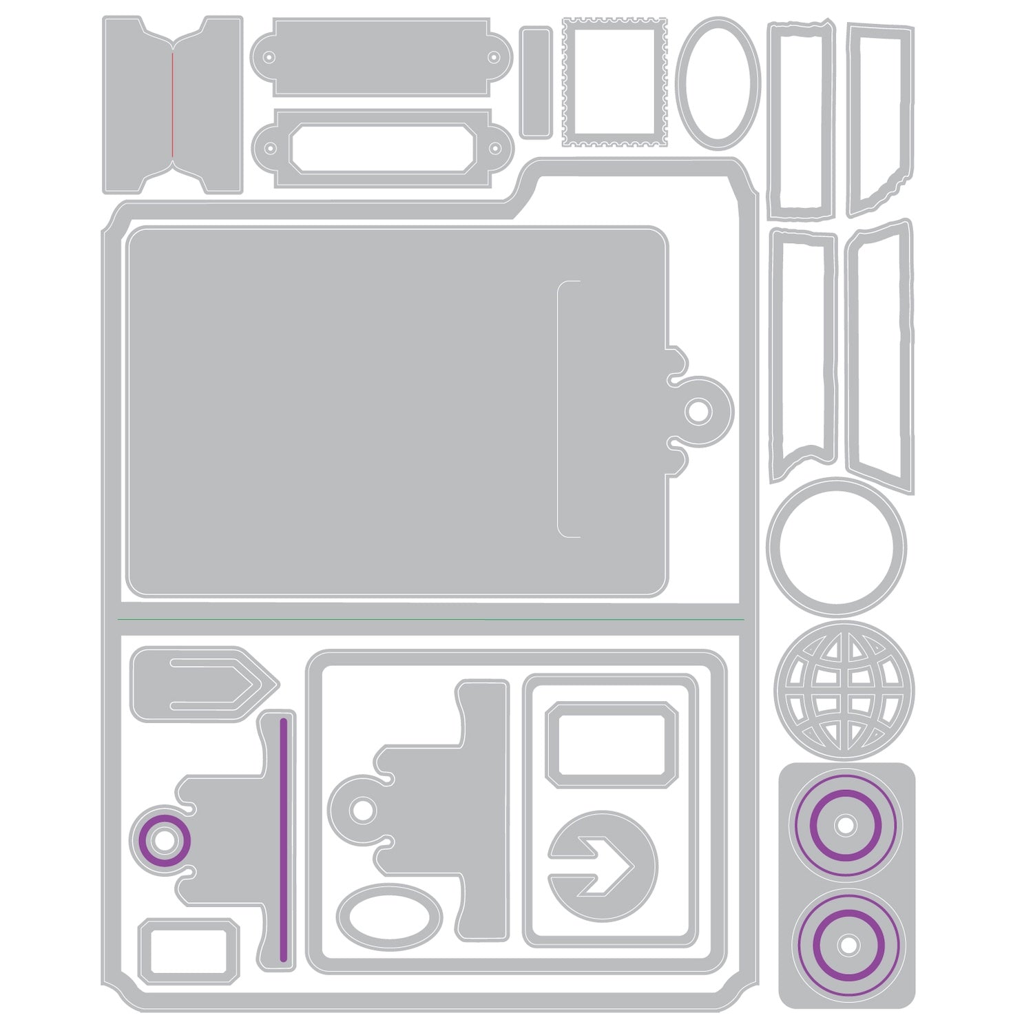 Tim Holtz Sizzix Vault Noteworthy Thinlits Dies Set 666876 line art