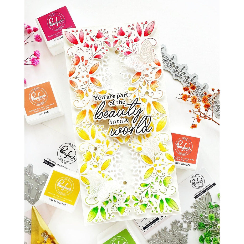 Pinkfresh Studio Essentials 8.5 x 11 Glitter Cardstock Gold 6 Sheets pf139es Slimline Butterfly Card | color-code:ALT03