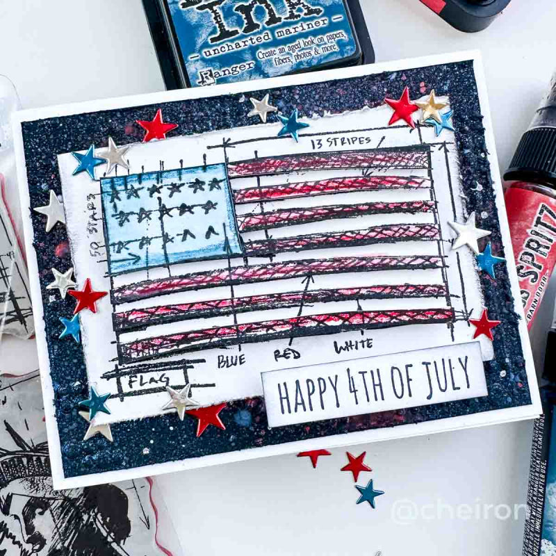 Tim Holtz Cling Rubber Stamps AMERICANA BLUEPRINTS cms145 happy 4th | color-code:ALT01