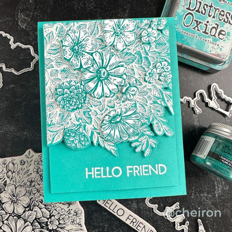 Tim Holtz Cling Rubber Stamps Floristry With Acrylic Grid Block cms485 hello friend | color-code:ALT01