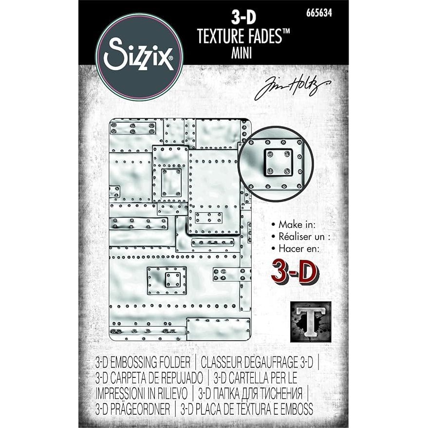 Tim Holtz Sizzix MINI FOUNDRY 3D Texture Fades Embossing Folder 665634