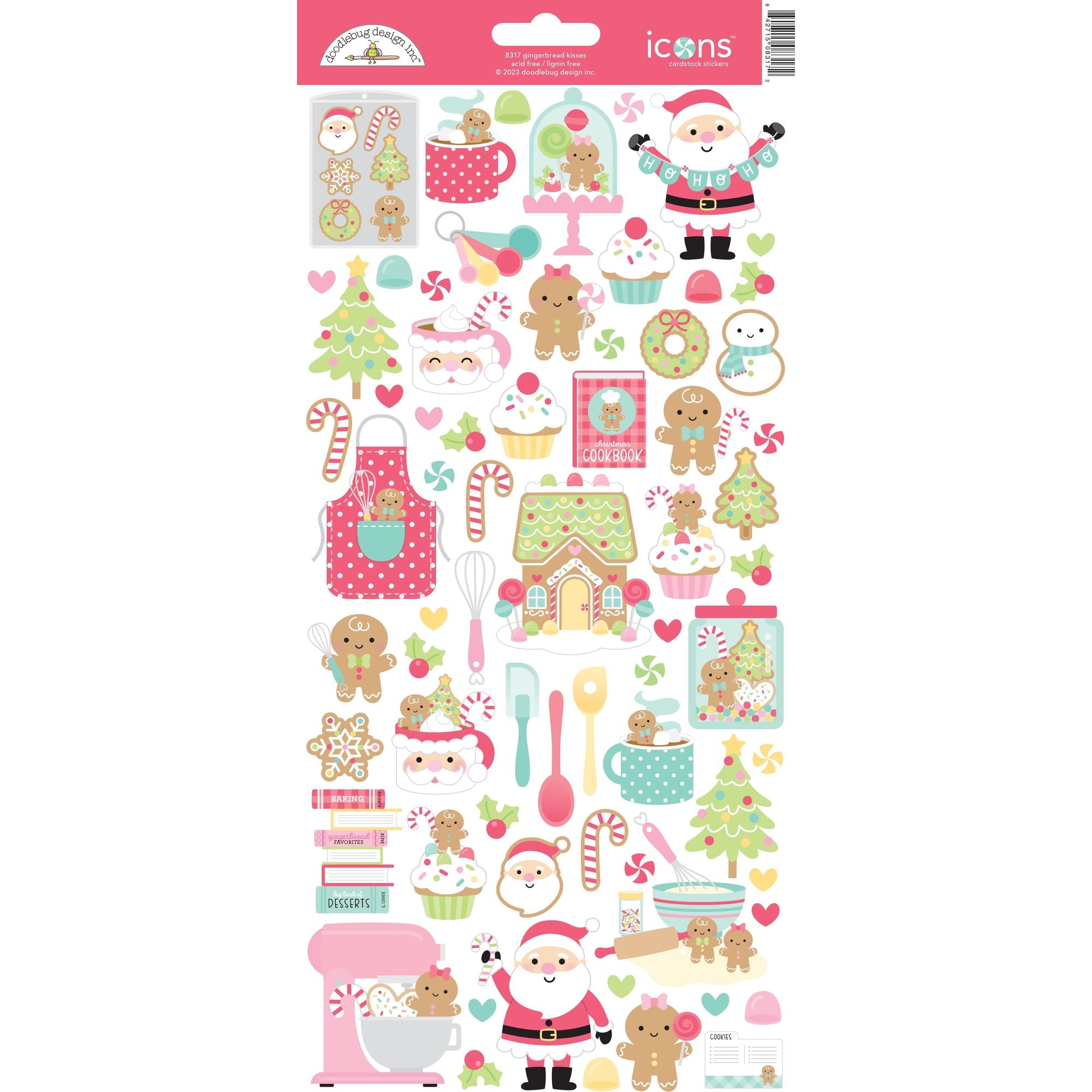 Doodlebug Gingerbread Kisses Icons Stickers 8317