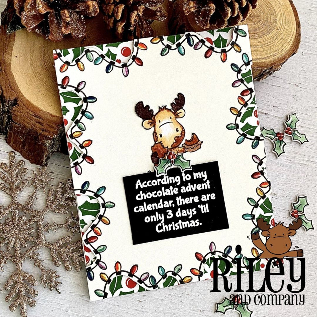 Riley And Company Funny Bones 3 days till Christmas Cling Rubber Stamp rwd-1199 christmas lights