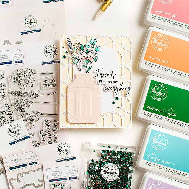 Pinkfresh Studio Farm Fresh Stencil Set 189323 Friendship Floral Card | color-code:ALT01