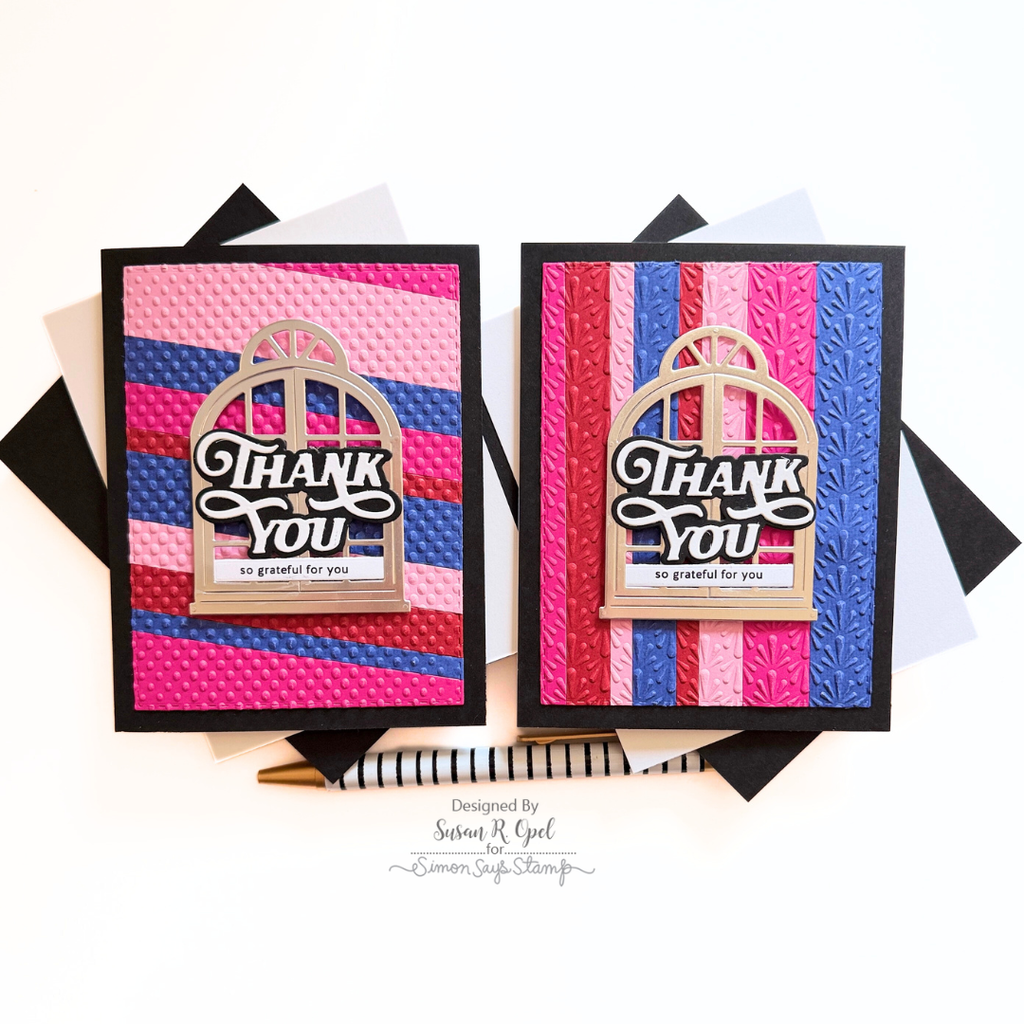 Simon Says Stamp Nested Stitched Rectangles Wafer Dies 1528sd Beautiful Moments Thank You Cards