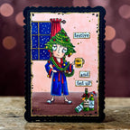 AALL & Create Holi-Done Dee A7 Clear Stamp Set 1386 blue robe bottles window with curtains festive card