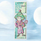 AALL & Create Holi-Done Dee A7 Clear Stamp Set 1386 woman wearing tree hat robe cheers card