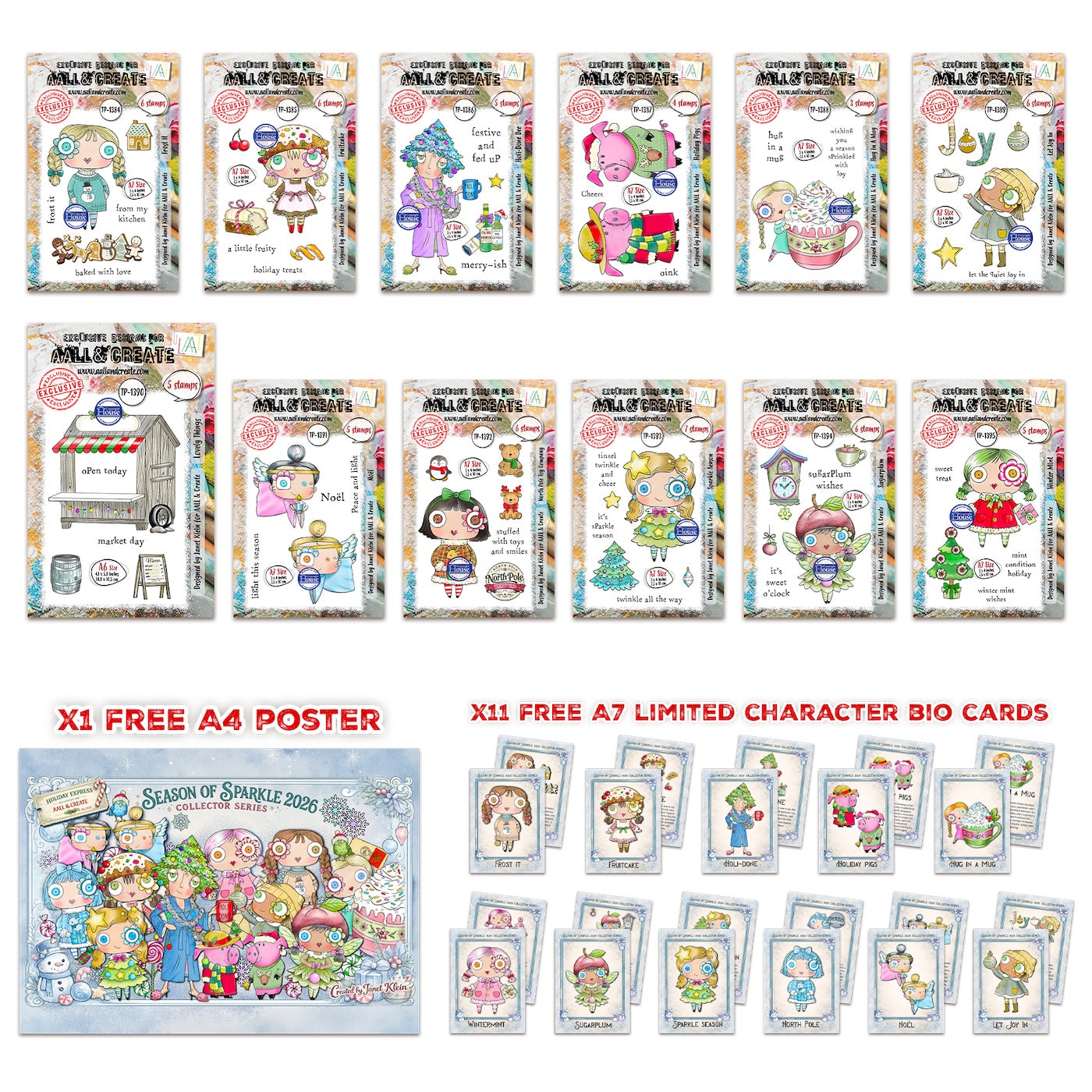 AALL & Create Janet Klein Season Of Sparkle Stamp Pack pck-jk005