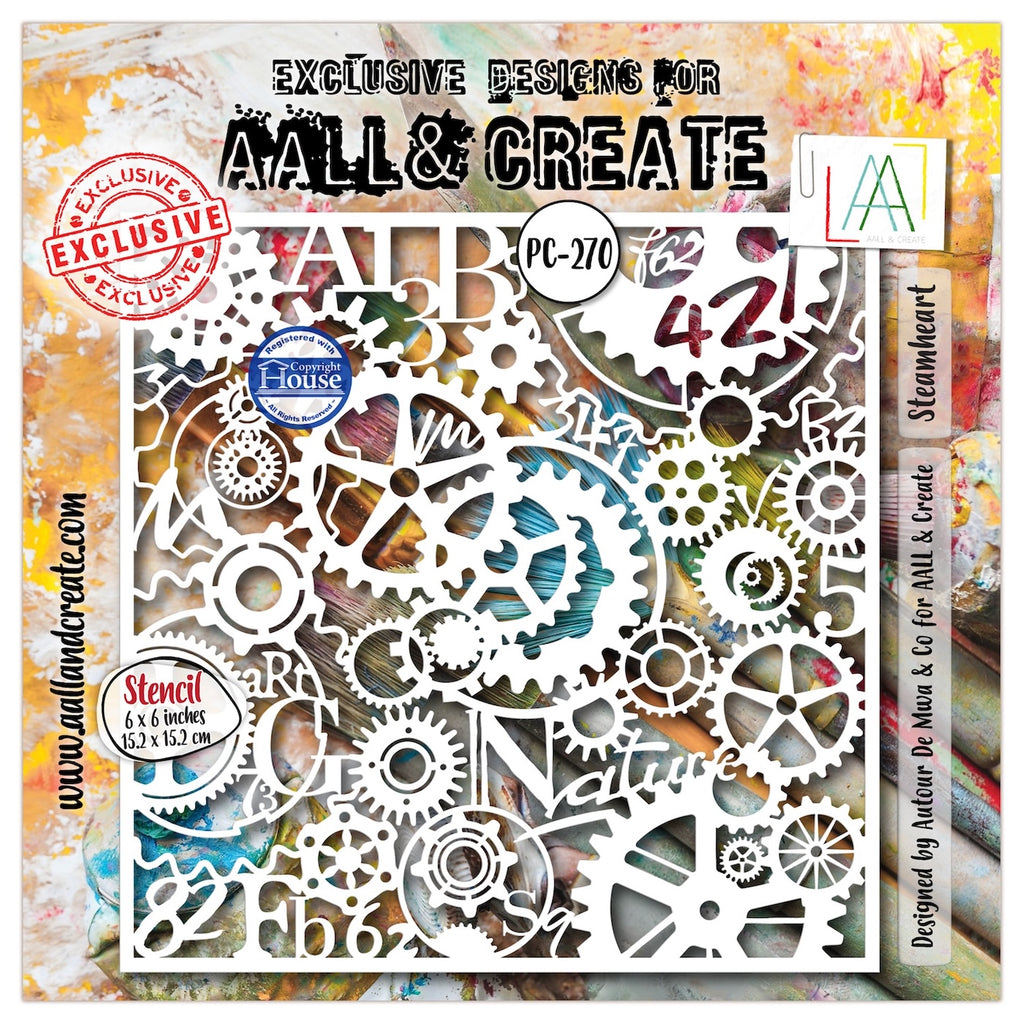 AALL & Create Steamheart 6x6 Stencil pc-270