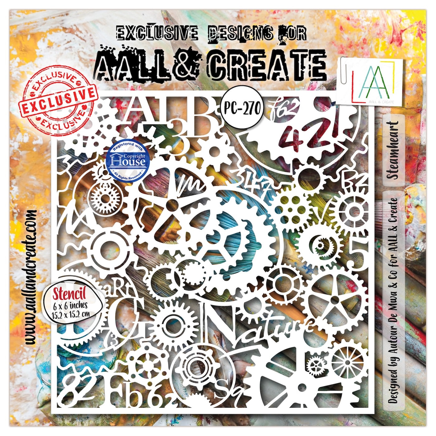 AALL & Create Steamheart 6x6 Stencil pc-270