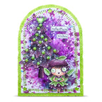 AALL & Create Sugarplum A7 Clear Stamp Set 1394 green trim purple background tea cup card