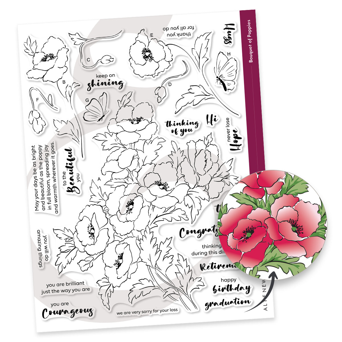 Altenew Bouquet of Poppies Clear Stamps alt10031