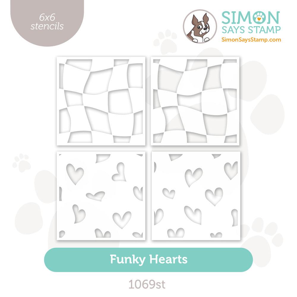 Simon Says Stamp Set of 4 Stencils Funky Hearts 1069st To Be Loved