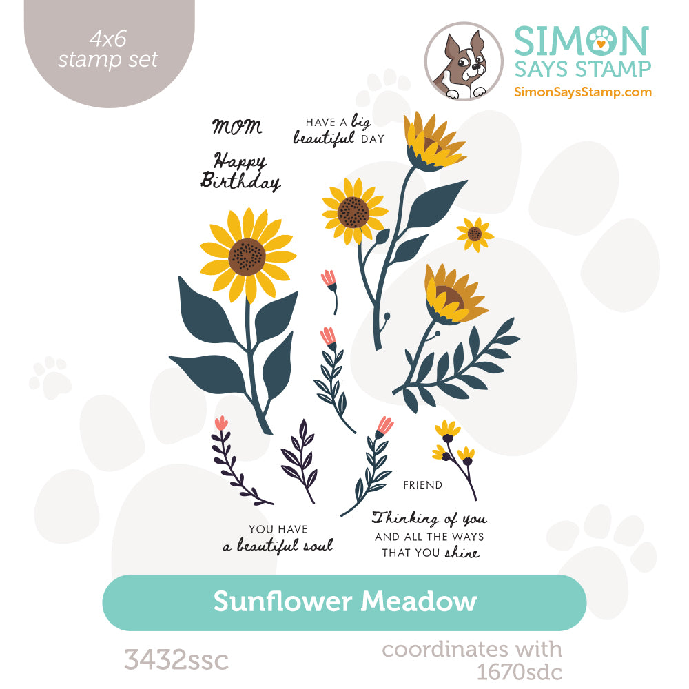 Simon Says Clear Stamps Sunflower Meadow 3432ssc Every Happiness