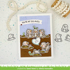 Card with cartoon moles and text 'You're my soil-mate!' on a speckled background.