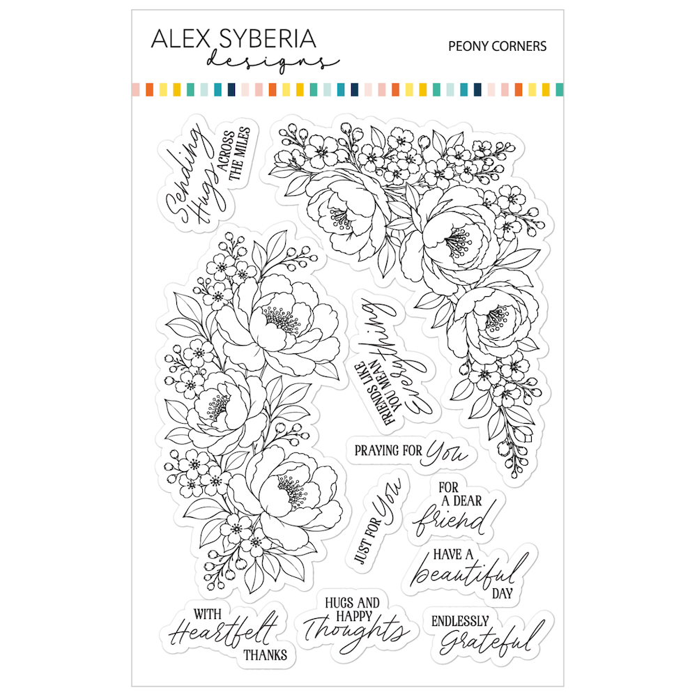 Alex Syberia Designs Peony Corners Clear Stamp Set asd-sta-228