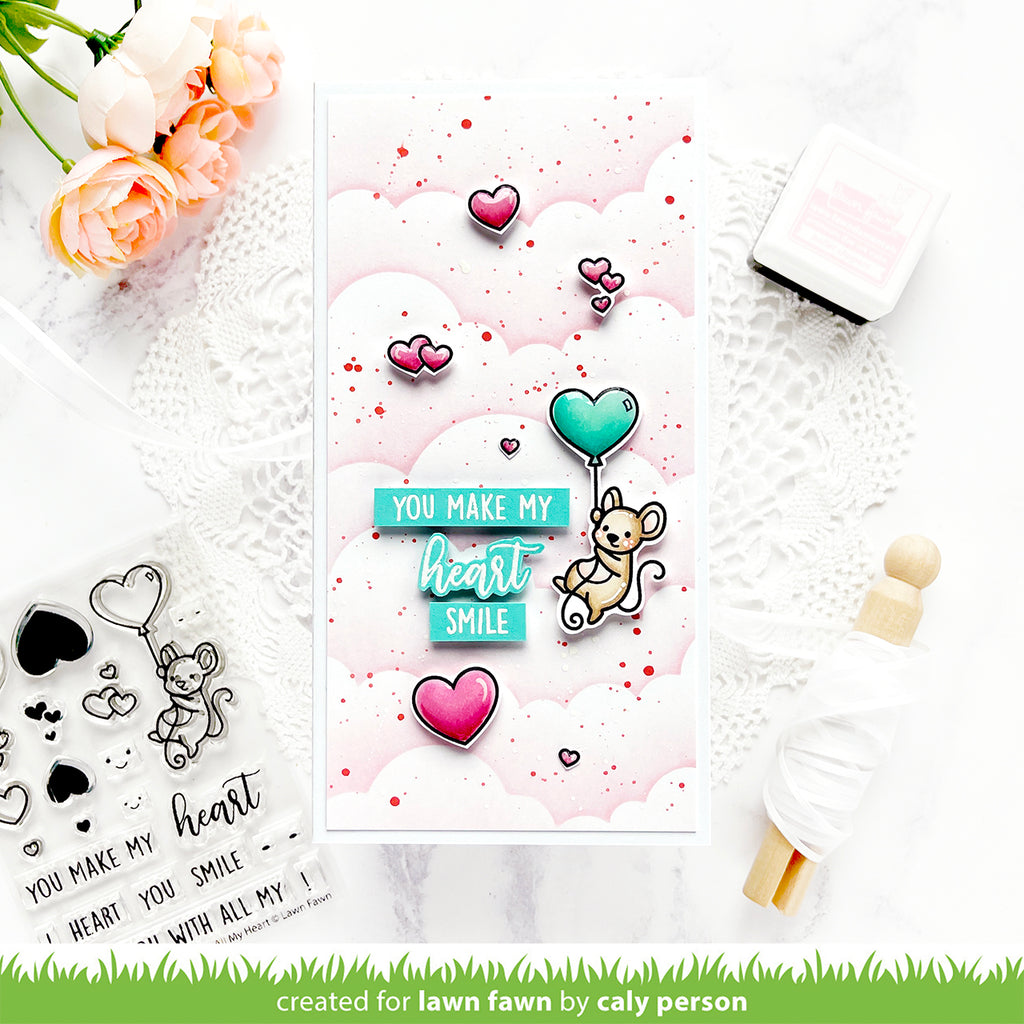 Lawn Fawn All My Heart Clear Stamps lf3017 mouse heart balloon | color-code:alt1