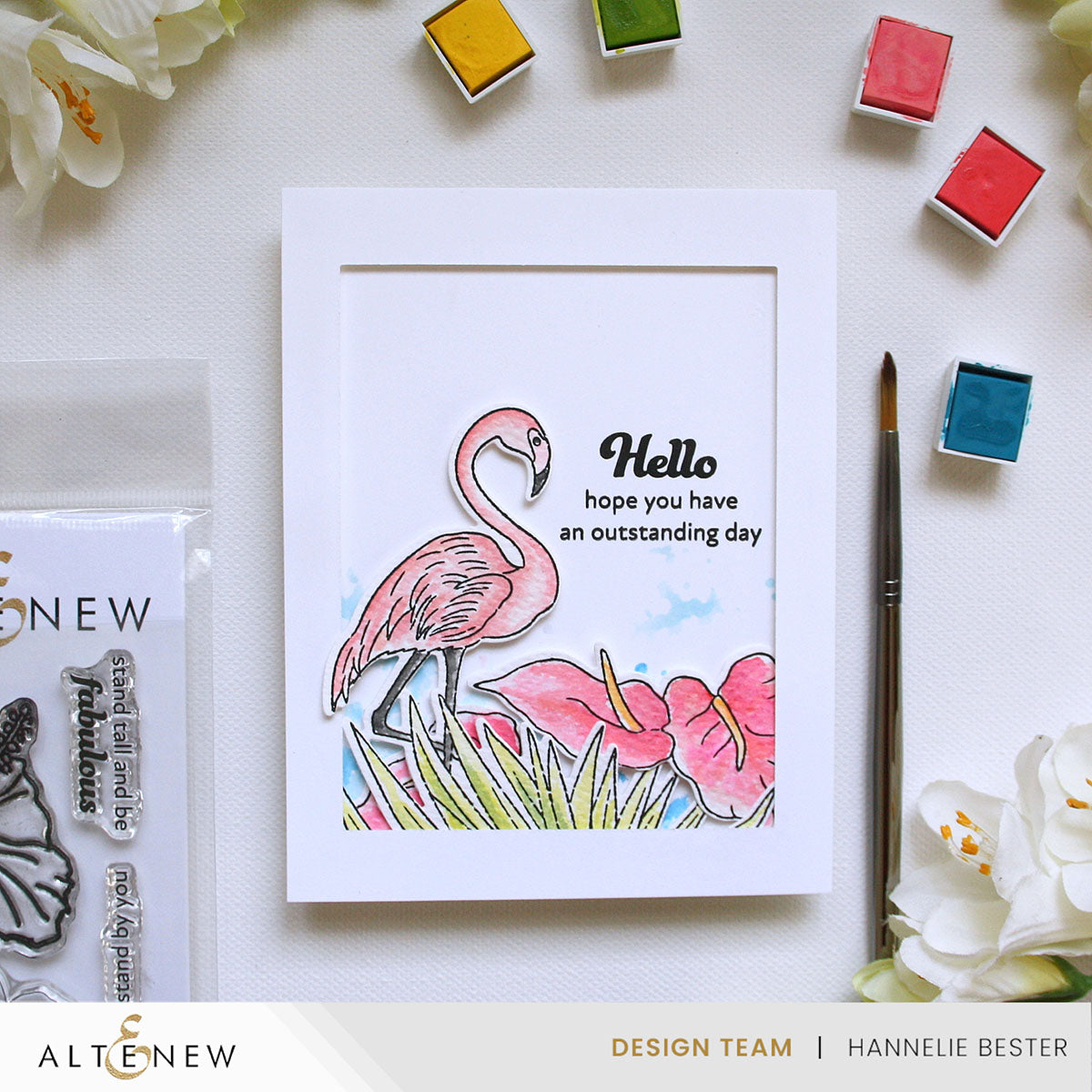 Altenew Flowers and A Flamingo Clear Stamps alt10168 hello