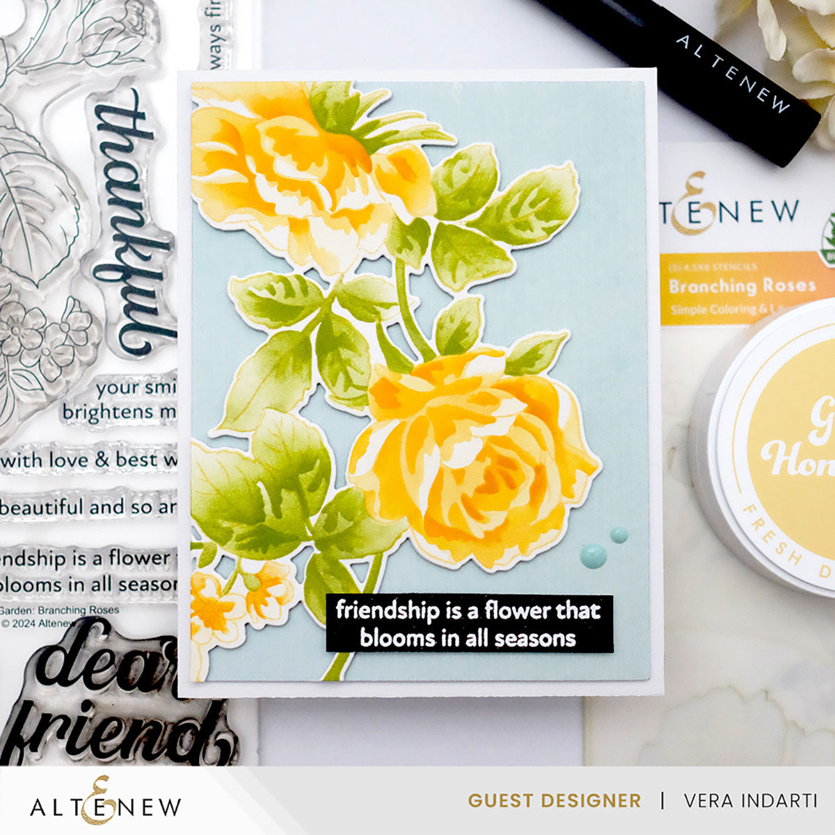 Altenew Build-A-Garden Branching Roses and Add-on Die Set yellow flowers