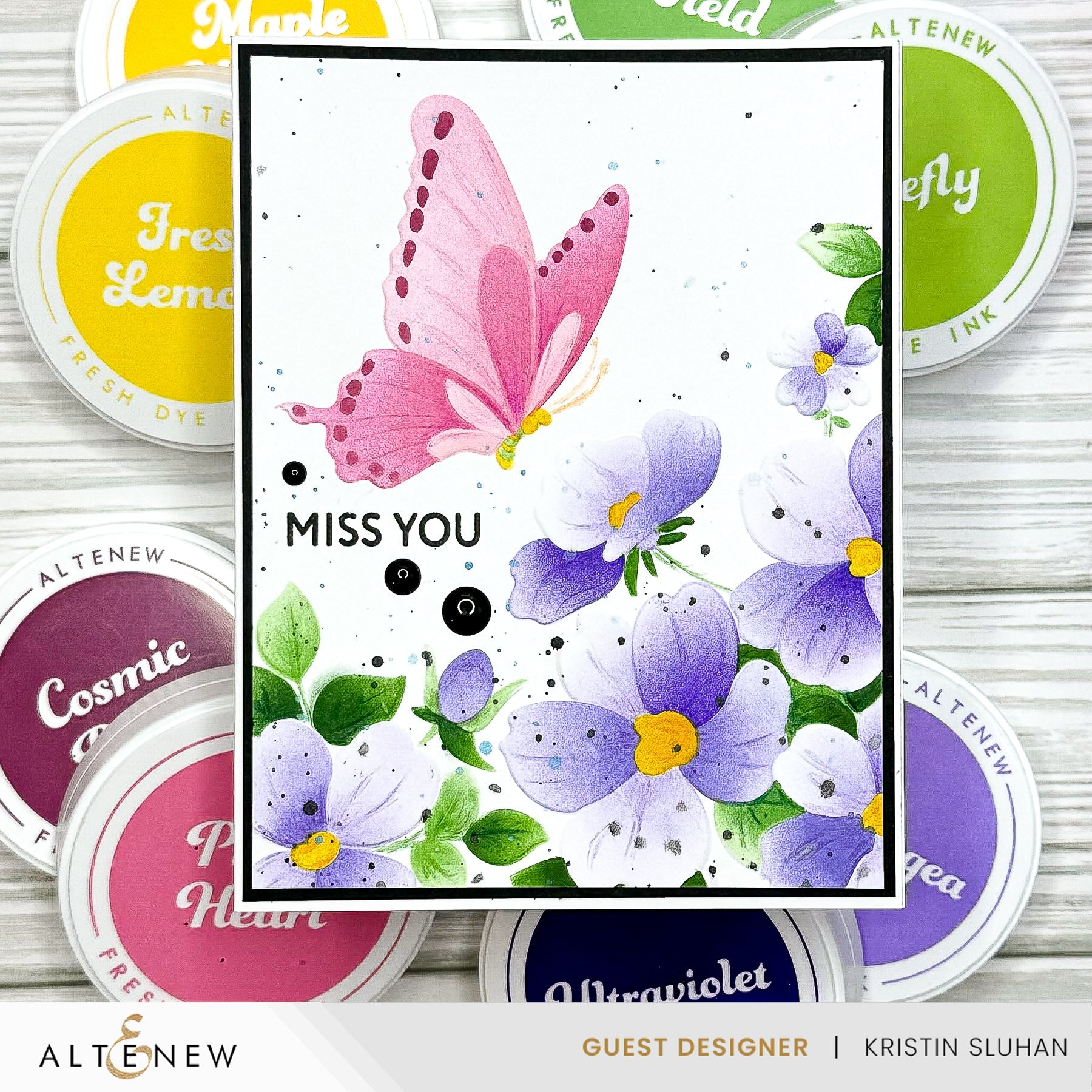 Altenew Flutter and Bloom 3D Embossing Folder alt10041 miss you