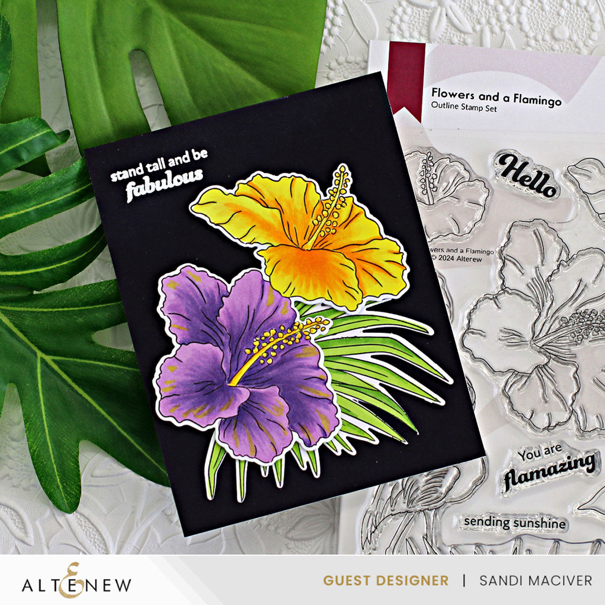 Altenew Flowers and A Flamingo Dies alt10169 stand tall