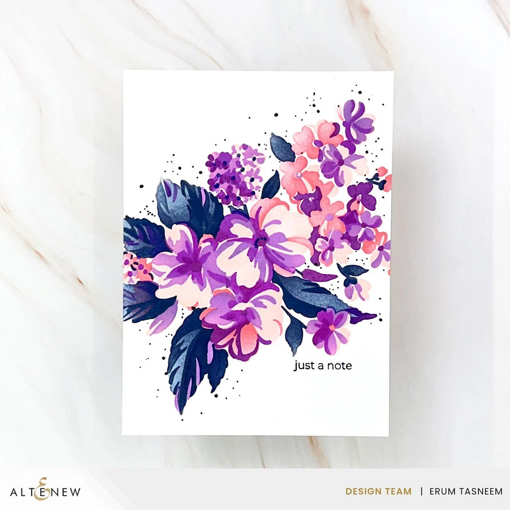Altenew Alpine Heather Fresh Dye Ink Pad alt11470 just a note flowers card