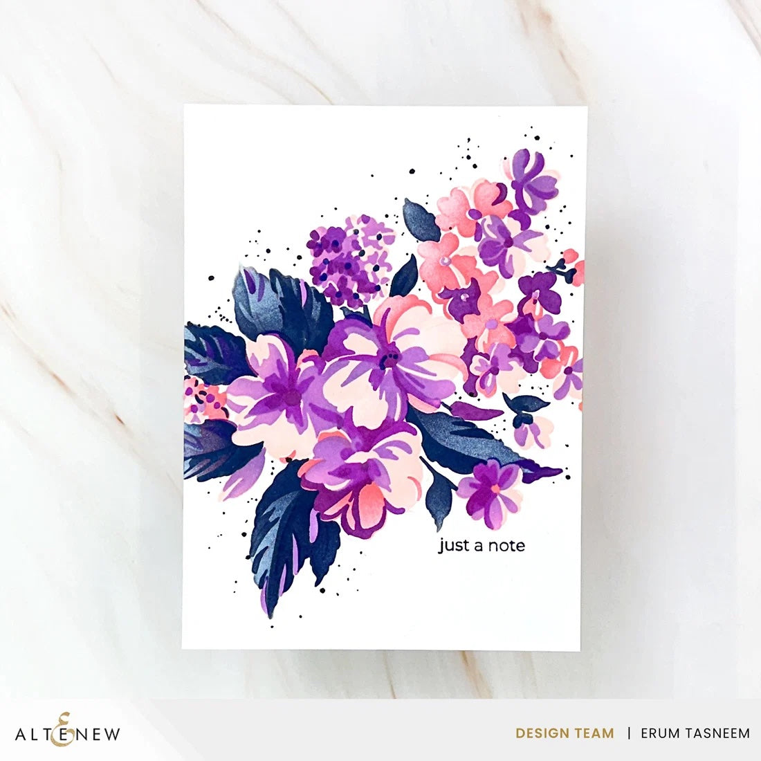Altenew Alpine Heather Fresh Dye Ink Pad alt11470 just a note flowers card
