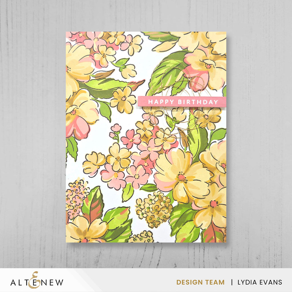 Altenew Build-A-Garden Softly Sketched Blooms Set alt11507bn happy birthday card