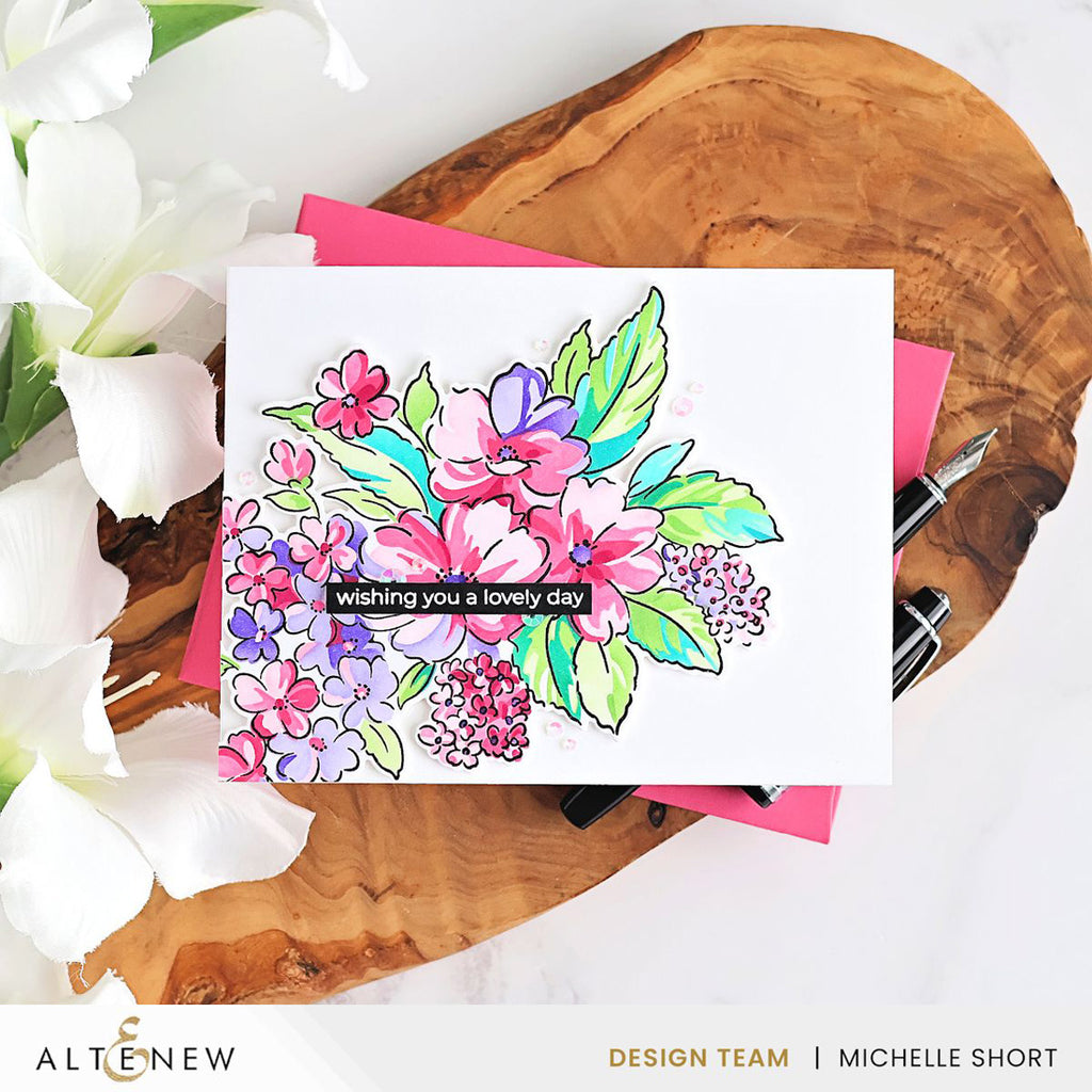 Altenew Build-A-Garden Softly Sketched Blooms Set alt11507bn wishing you a lovely day card