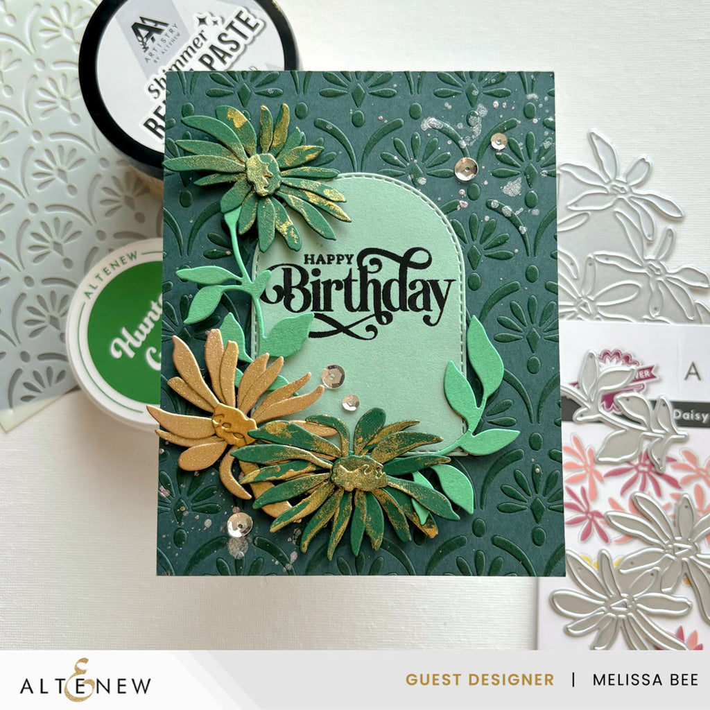 Altenew Cascading Elegance Stencil alt10783 happy birthday