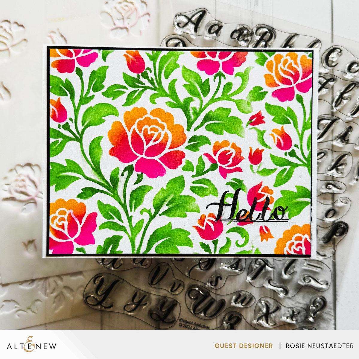 Altenew Chateau Blooms Stencils alt11407 hello