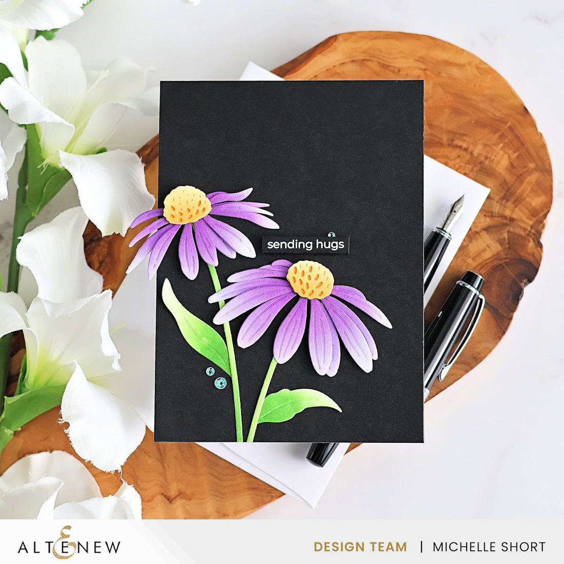 Altenew Craft-A-Flower Coneflower Layering Dies alt11508 sending hugs card