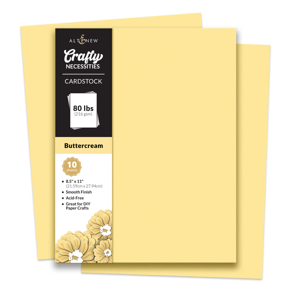 Altenew Crafty Necessities Buttercream Cardstock 10 Sheet Pack alt10270