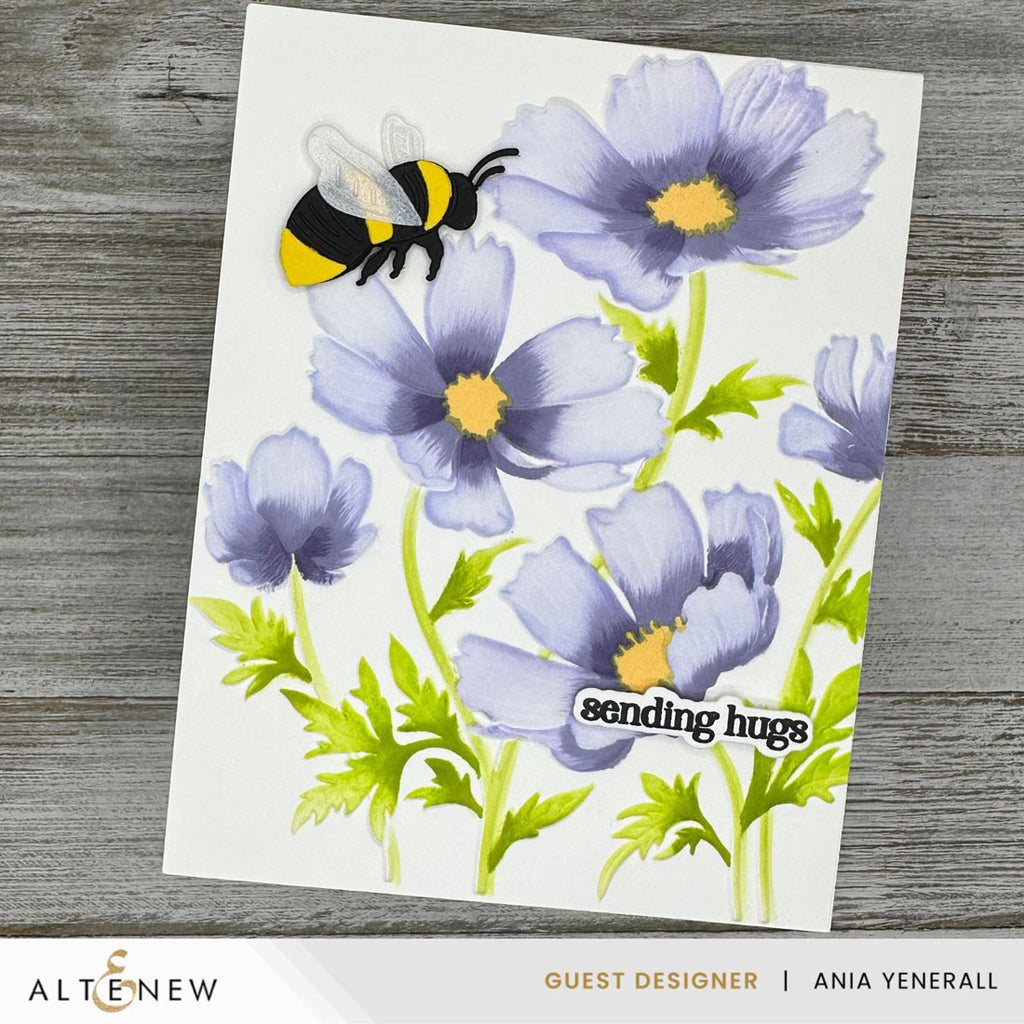 Altenew Dancing Cosmos Simple Coloring Stencils alt11074 hugs